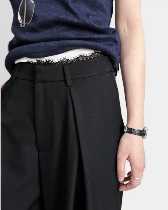 Tailored Pants with Lace Waist and Hidden Pockets image 5