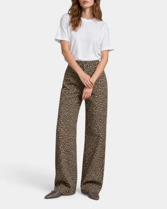 High Waist Cotton Leopard Print Trousers image 3