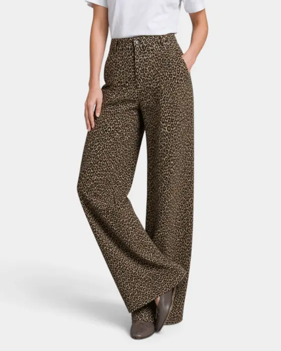 High Waist Cotton Leopard Print Trousers image 0