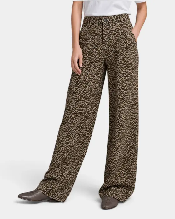 High Waist Cotton Leopard Print Trousers image 2