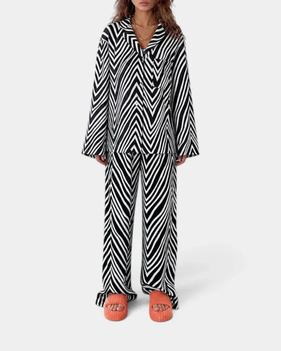 Geometric Striped Satin Pyjama Set image 0