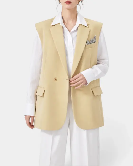 Mid‑Length Vest with Two Unique Buttons image 6