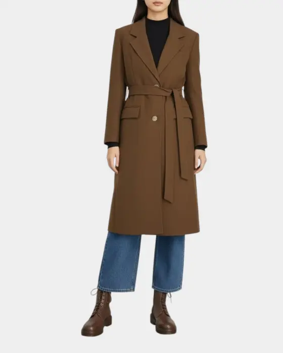 Long Trench Coat with Waist Belt image 3