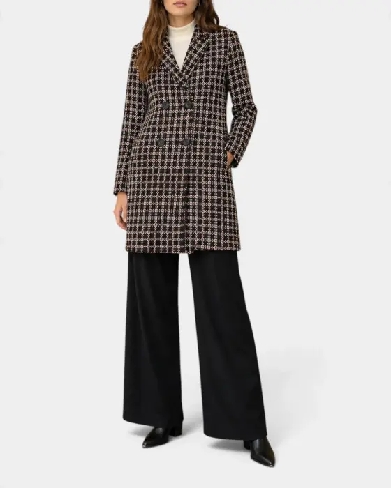 Textured Tweed Coat with Double Breasted Buttons image 4