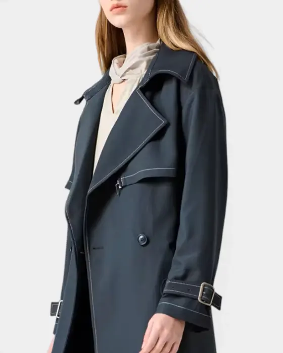 Layered Double-Breasted Trench Coat with Belt image 3