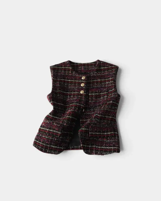 Tweed Vest with Gold Buttons image 9