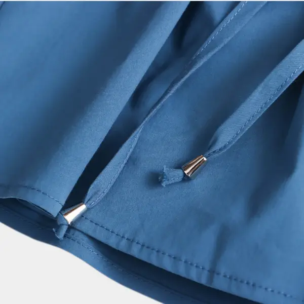 French Pointed Collar Waist Drawstring Cotton‑Blend Shirt image 9