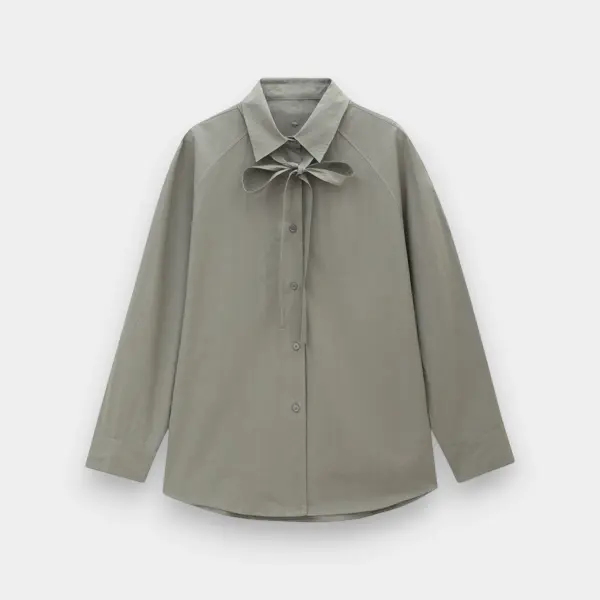 Structured Cotton Ribbon Shirt - Collar or Waist Tie image 7
