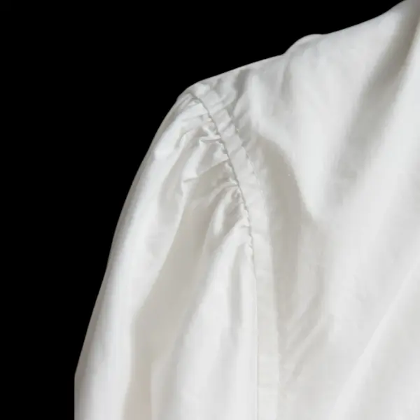 French Vintage Lace Lapel Cotton Shirt / Pure White / Free Size image 9