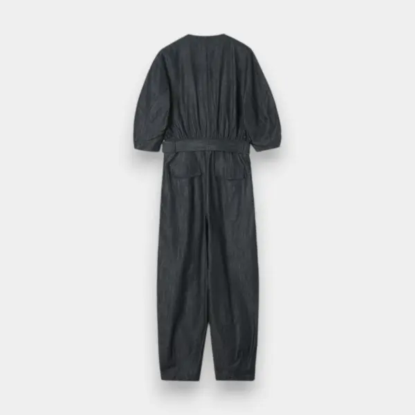 Denim V‑Neck Belted Playsuit image 5
