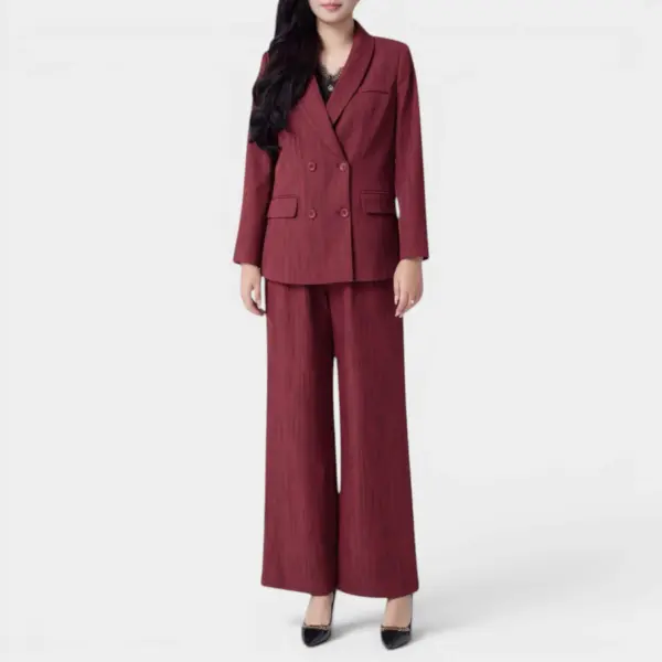Premium Double-Breasted Textured Suit - Blazer and Pants image 0