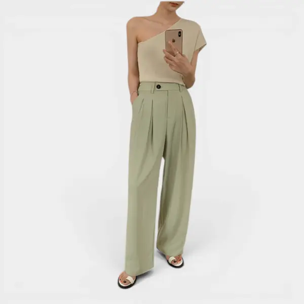 High Waist Pleated Pants image 1