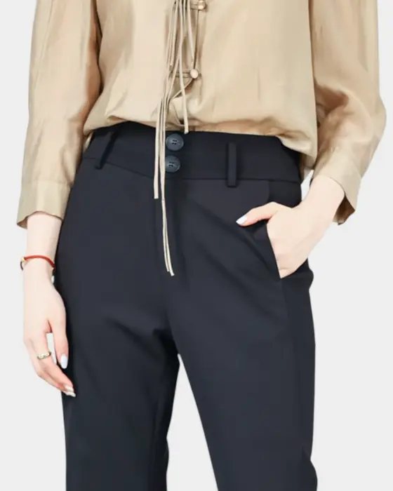 High-Waisted Pants with Side Slit and Zipper Detail image 9