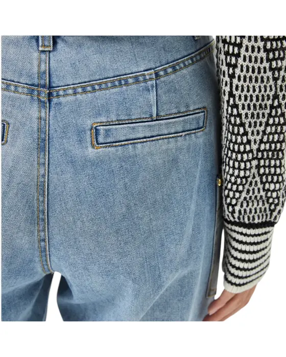 Premium Light Blue High-Waisted Denim Pants image 7