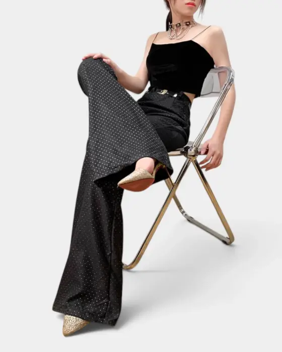 Studded Pant With Flared Cut image 3