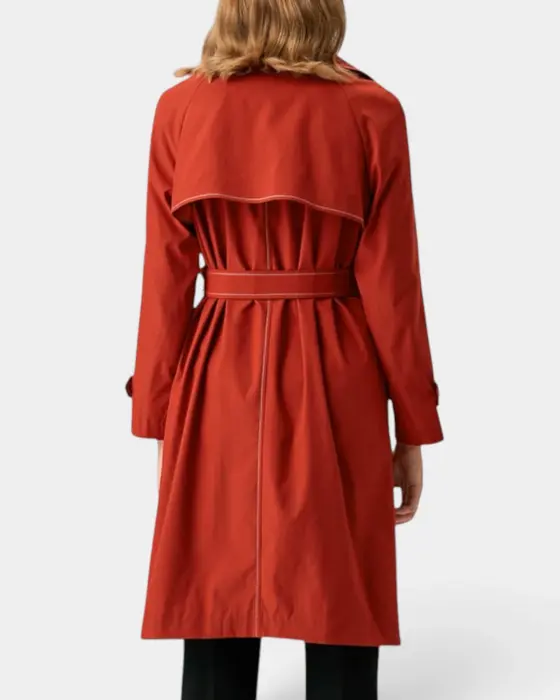 Double-Breasted Trench Coat with Contrast Stitching and Belt image 1