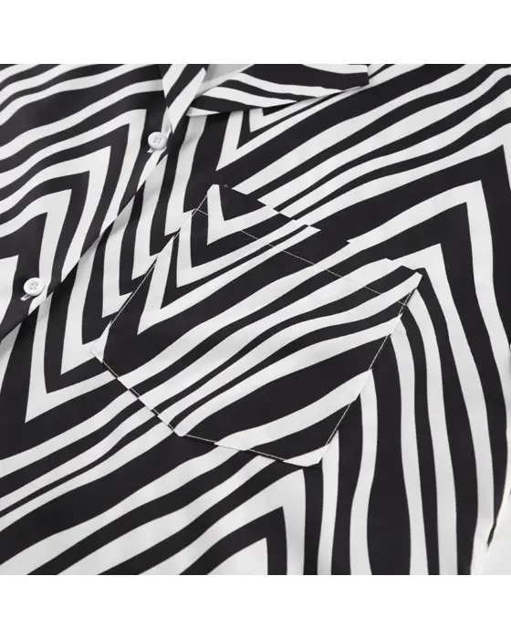 Geometric Striped Satin Pyjama Set image 4