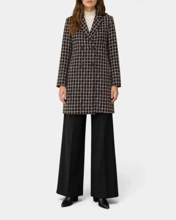 Textured Tweed Coat with Double Breasted Buttons image 1