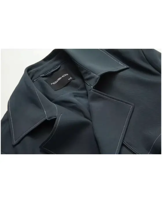 Layered Double-Breasted Trench Coat with Belt image 6