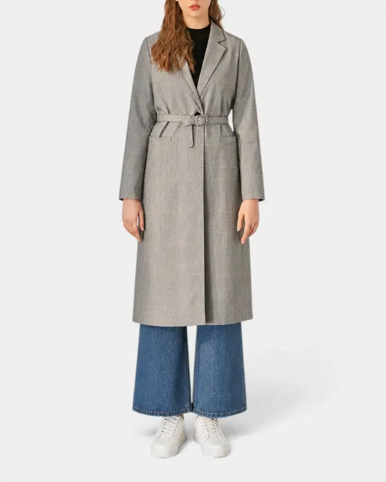 Plaid Coat with Belt image 1