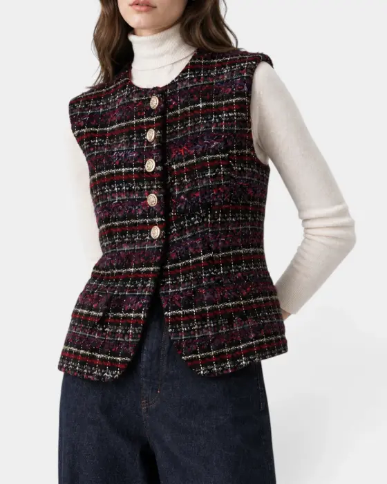 Tweed Vest with Gold Buttons image 2
