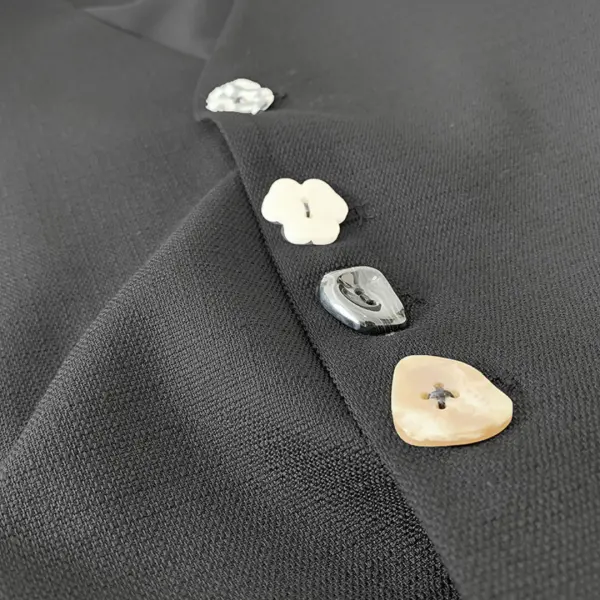 Asymmetrical Stylish Black Vest with Unique Buttons image 4