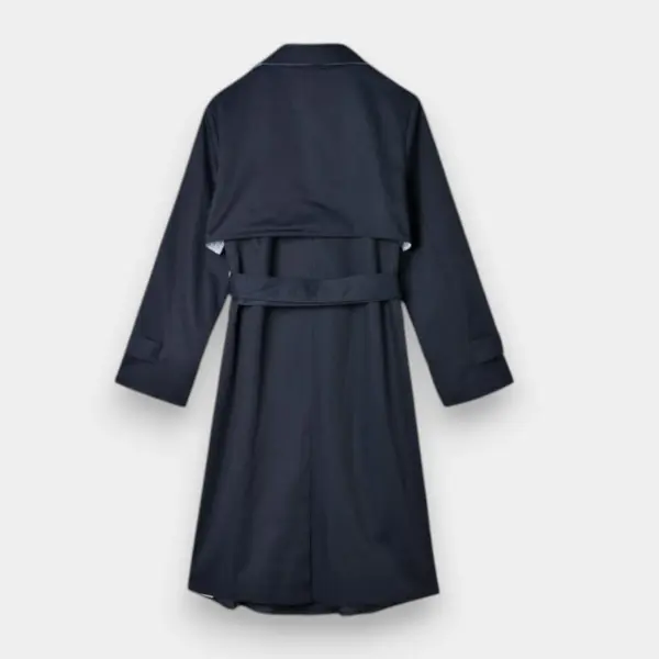 Navy Pinstripe Contrast Trench Coat image 6