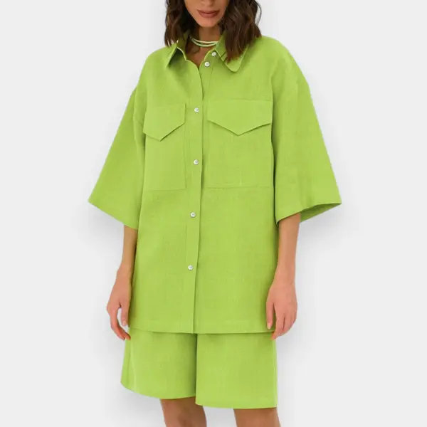 100% Linen Shirt With Short (Two Piece Set) image 0