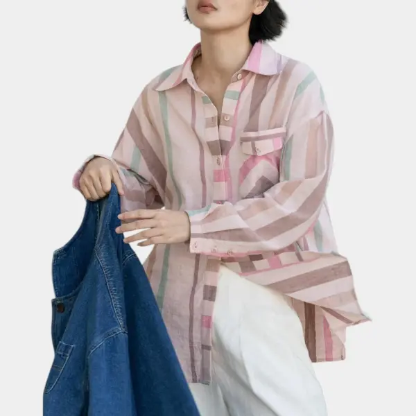Contrast Stripe Linen Shirt image 2