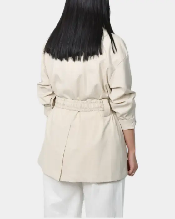 Elegant Beige Short Belted Trench Coat image 2
