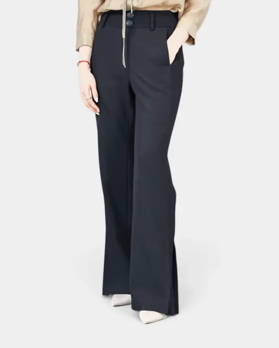High-Waisted Pants with Side Slit and Zipper Detail image 5