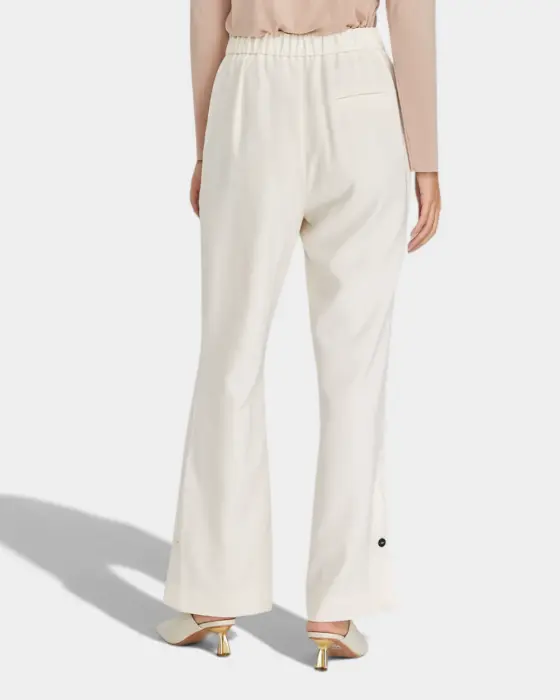 High-Waisted Cream Pants with Button Details and Side Slits image 4