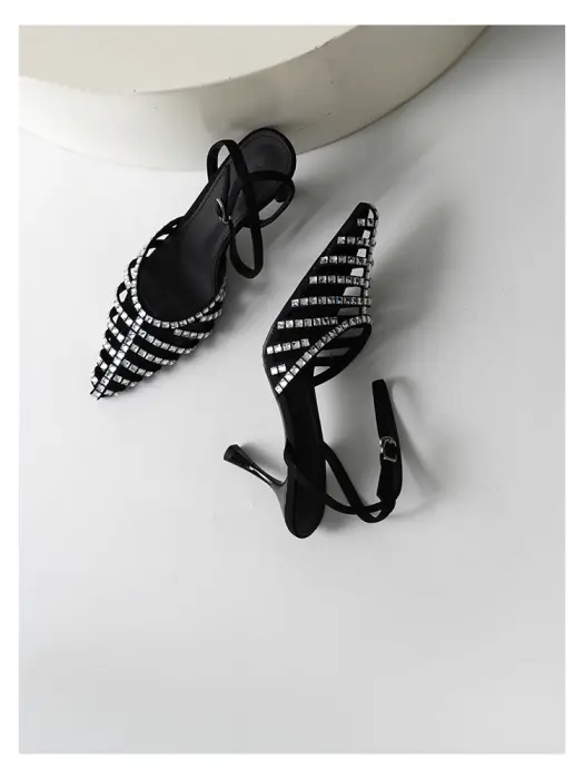 Rhinestone-Embellished Slingback Heels image 4
