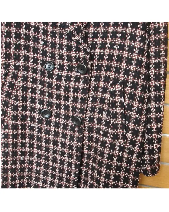 Textured Tweed Coat with Double Breasted Buttons image 6