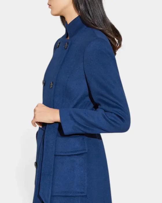 Double-Breasted Wool Blend Coat with Belt image 6