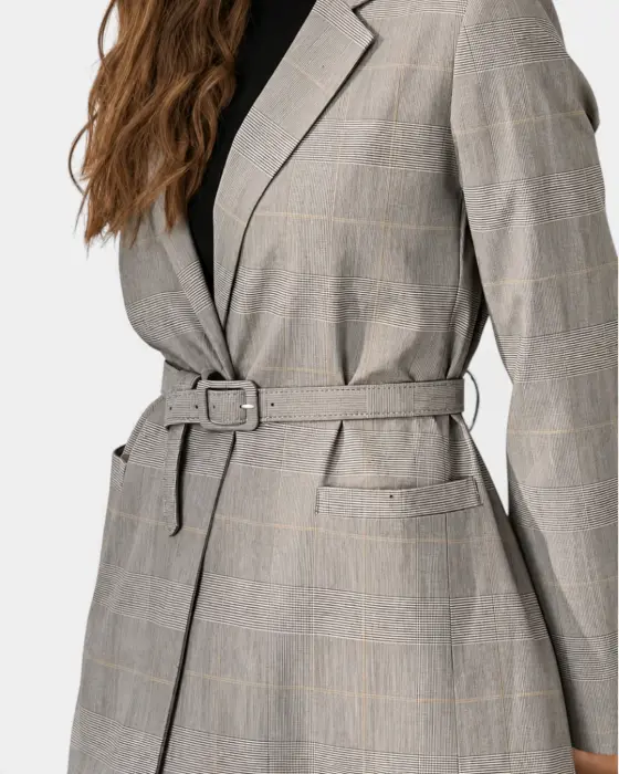 Plaid Coat with Belt image 6