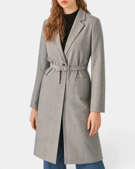 Plaid Coat with Belt image 2