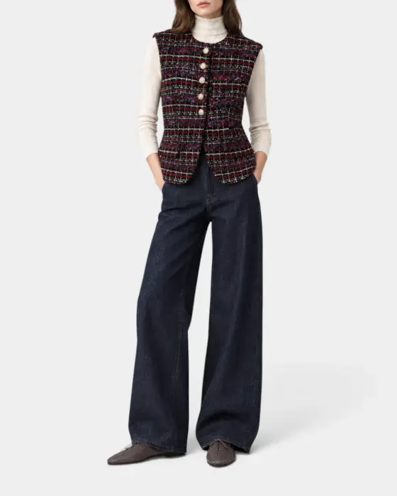 Tweed Vest with Gold Buttons image 1
