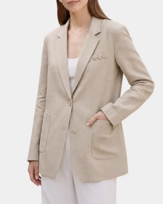 Fine Tencel & Linen Blazer – Soft Drape, Breathable Texture & Casual Loose Fit image 9