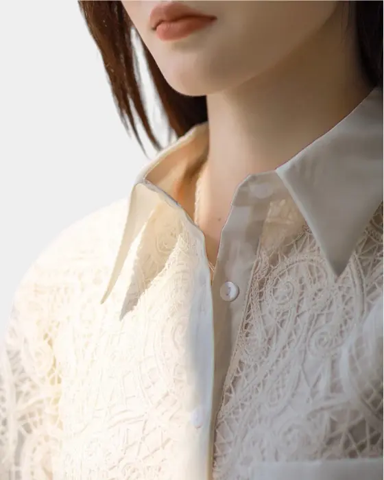 French Hollow Hook Flower Shirt – Romantic Lace & Loose Fit image 5