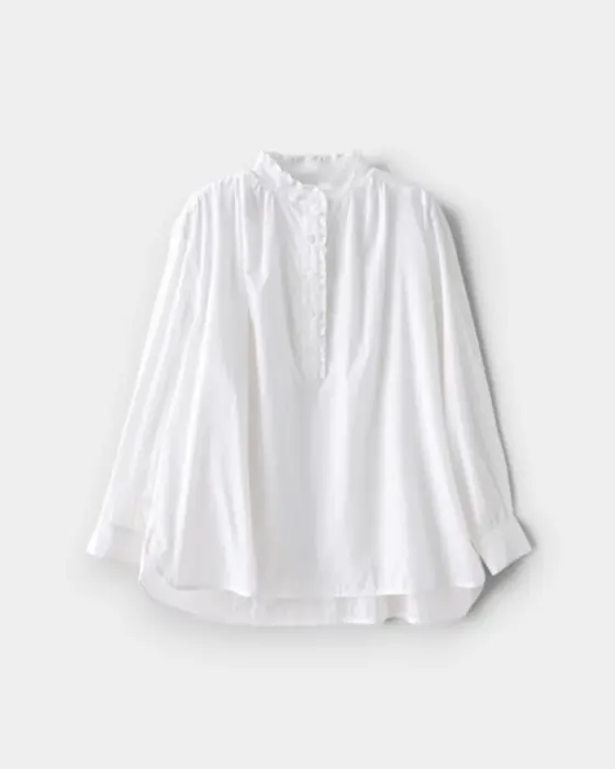 Pleated Lace Shirt – Breathable Cotton & Romantic Half-Placket image 7