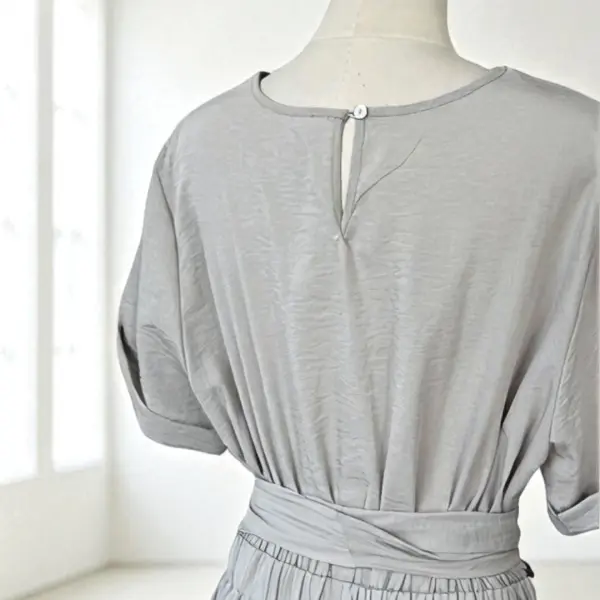 Side-Knot Cotton Dress – Short Sleeves & Relaxed Waist image 5