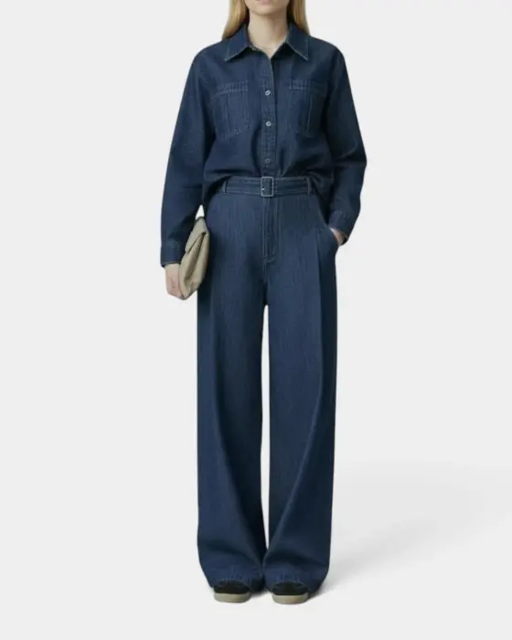 Denim Set – Shirt & Pants with Belt image 2