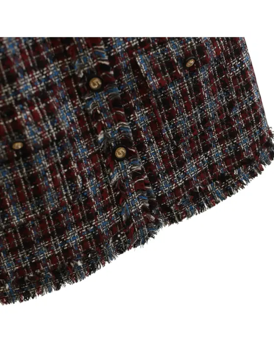 Plaid Tweed Vest – Chanel-Inspired Texture with Frayed Finish image 8