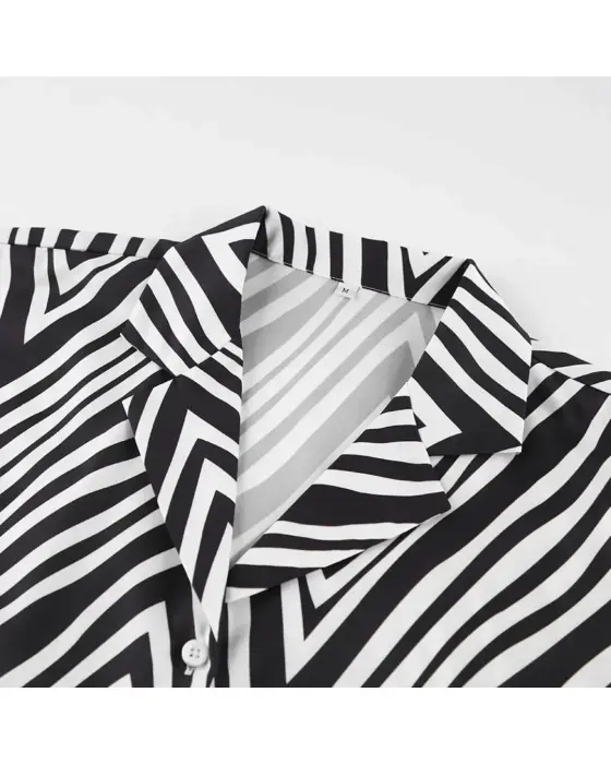 Geometric Striped Satin Pyjama Set image 3