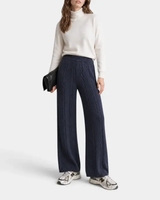 Striped Cable Knitted Trousers image 3