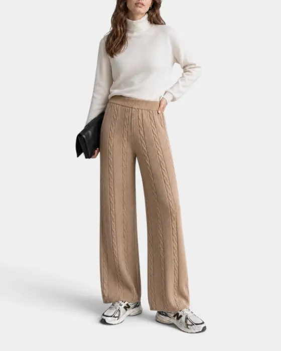 Striped Cable Knitted Trousers image 4