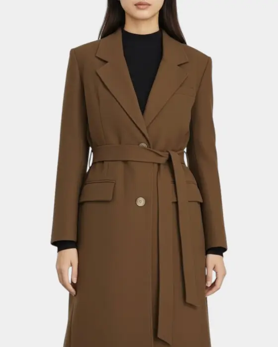 Long Trench Coat with Waist Belt image 5