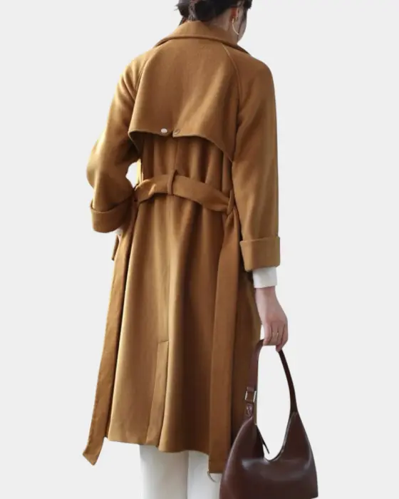 Wool Blend Coat with Snap Closure and Waist Belt image 1