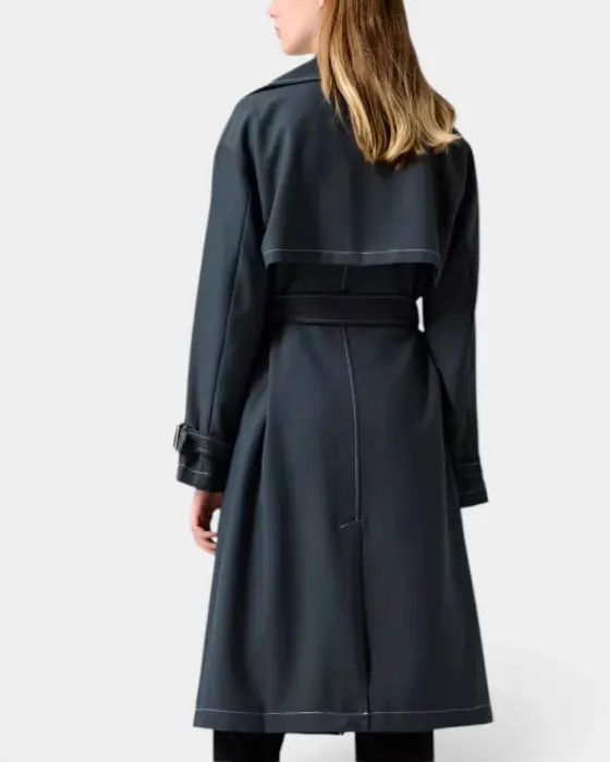 Layered Double-Breasted Trench Coat with Belt image 1